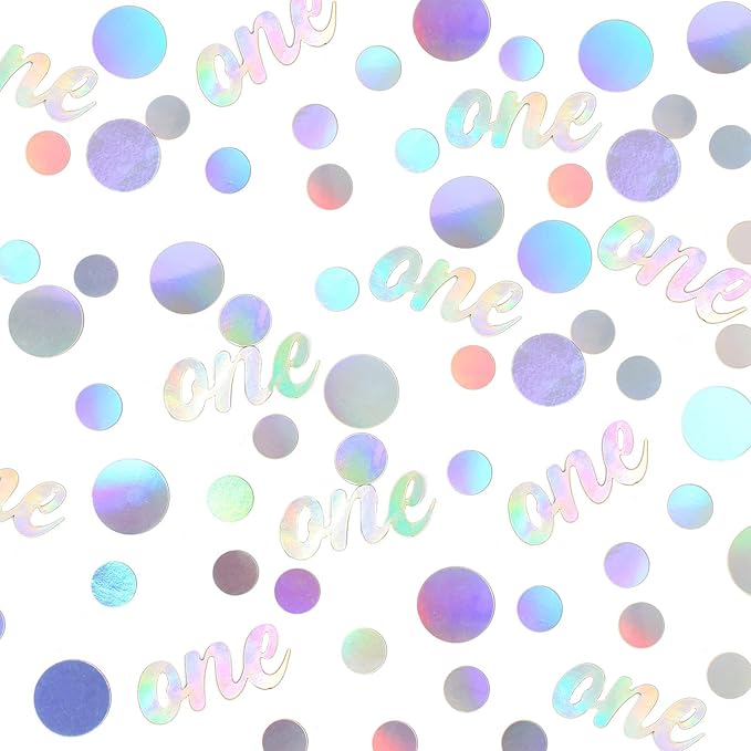 One Birthday Confetti Iridescent Baby First Birthday Decorations Circle Table Scatter Baby Shower The First Year Anniversary Party Table Decor Supplies 300PC