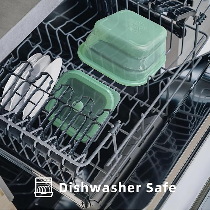 KVK 4 Pack Collapsible Food Storage Containers, Silicone Food Storage Containers With Lids, Green Reusable Collapsible Bowls For Camping, Dishwasher Safe Kitchen Supplies