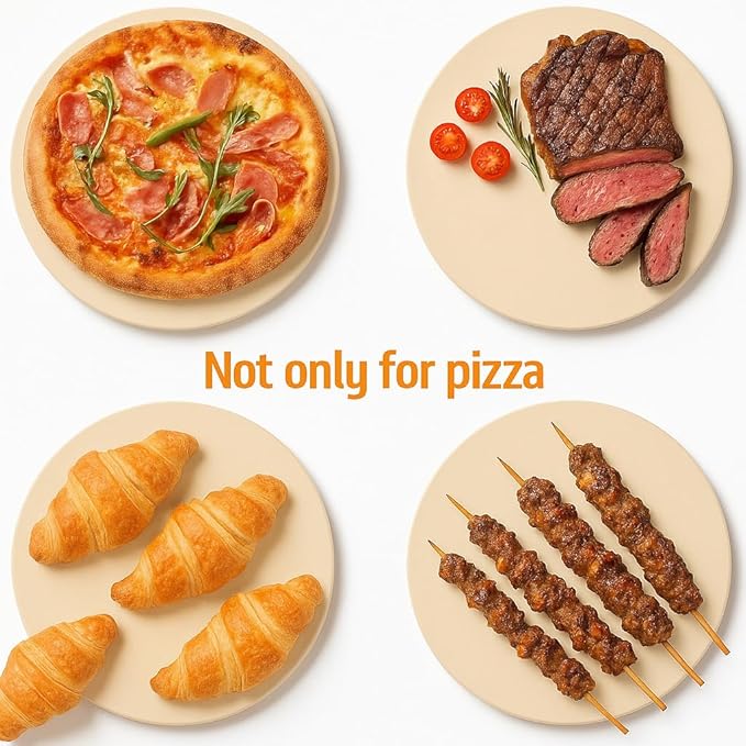 Large Pizza Stone Round 15", Heavy Duty Cooking Stone for Grill, Baking Pizza Stone for bread, Ideal for Grilling Baking Several Sizes of Pizzas