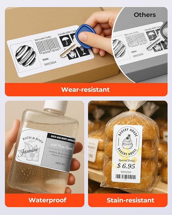 MUNBYN 4” X 2” Direct Thermal Labels, Thermal Printer Stickers, Strong Adhesive & Perforated Labels Paper for Barcode, Mailing, 500 Sheets/1 Roll