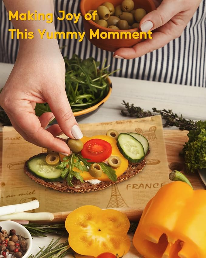 Katbite 100 Pcs Sandwich Wrapping Paper, 12x12 inch Food Basket Liners, Grease Proof & Non-stick Baking Parchment Paper