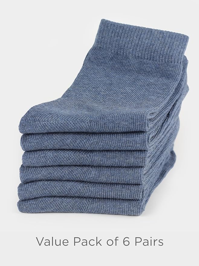 COTTON DAY Unisex Little Kids Youth Boys Girls Soft Cotton Crew Dress Socks Seamless Toe Black White Gray Navy 6 Pack