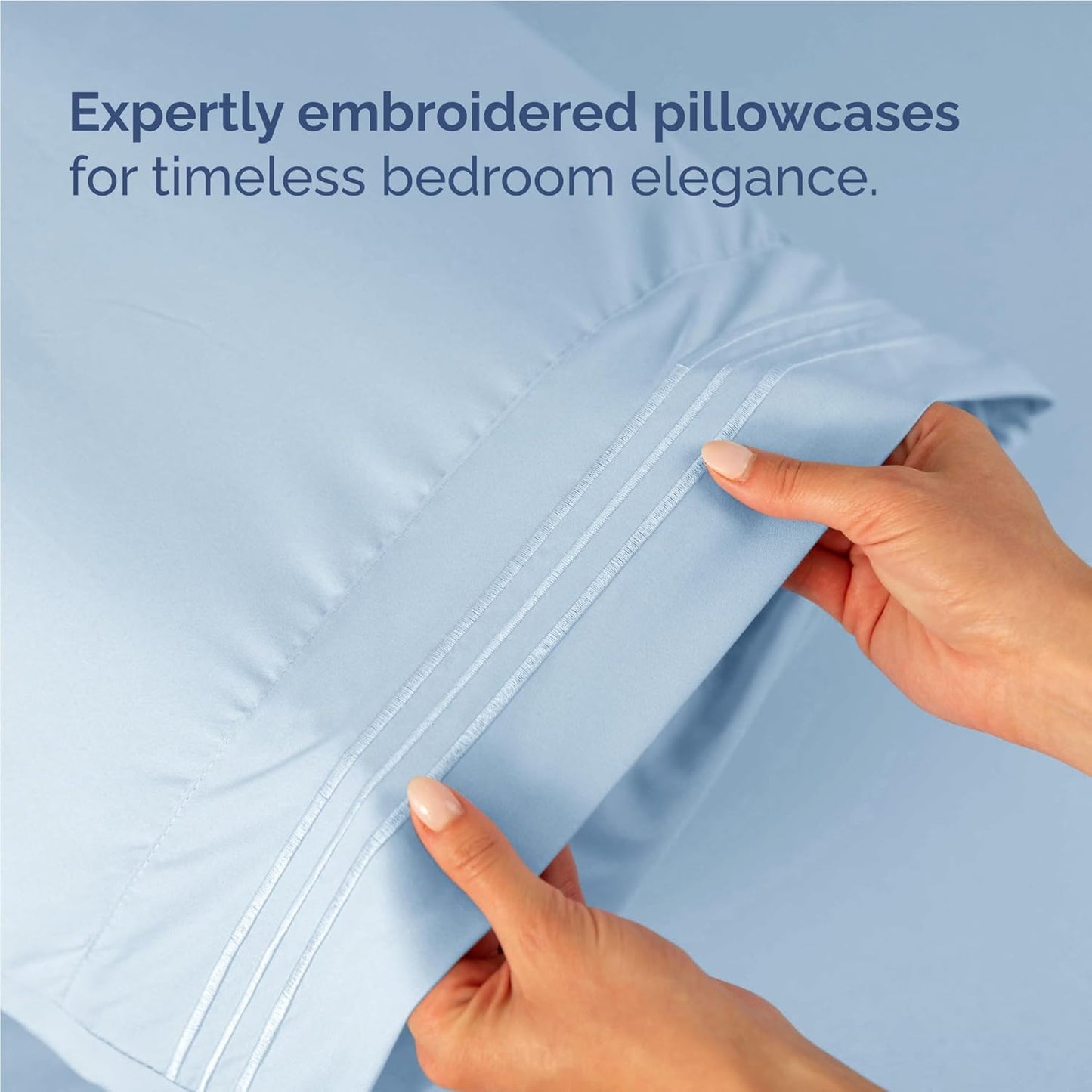 Full Size 4 Piece Sheet Set - Comfy Breathable & Cooling Bed Sheets Set - Hotel Luxury Bedding for Women, Men, Kids, Teens, Boys & Girls - Deep Pockets, Ultra-Soft, Wrinkle Free - Oeko-Tex - Sky Blue