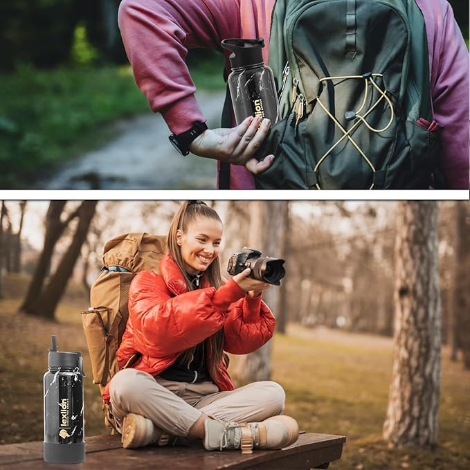 Lexlion 32 Oz Triple Walled Insulated Stainless Steel Tea Infuser Bottle, Fruit Infuser, Leakproof, Sweatproof