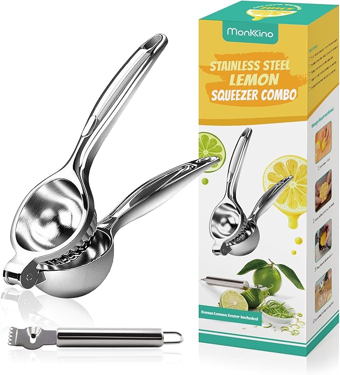 Lemon Squeezer, Lemon Squeezer Juicer, Citrus Juicer Handheld, Metal Lemon Hand Press, Lime Squeezer Bar Tool, Manual Citrus Press w/Stainless Steel Zester