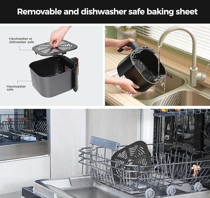 Panana 8QT Large Air Fryer Compact, 8 Preset Menus Airfryer, One-Touch Digital Control Presets, Touchscreen Display, Dishwasher Safe, Nonstick, Fit for Family (Black)