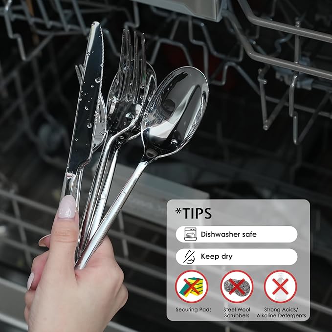 KINGSTONE Silverware Set, 20-Piece Forged Flatware Set Cutlery Set Premium Stainless Steel, Service for 4, for Kitchen, Home, Wedding, Party, Mirror Polished and Dishwasher Safe