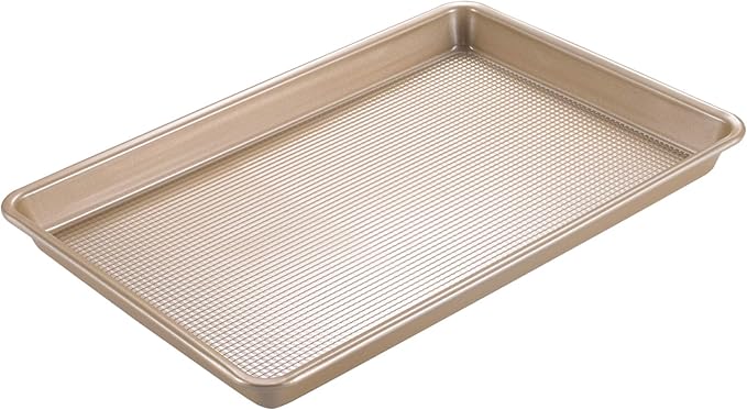 Commercial Half Sheet Pan Set - 18x13 Inch Large Nonstick, Heavy Duty Warp Resistant Cookie Tray for Baking Roasting - Gold
