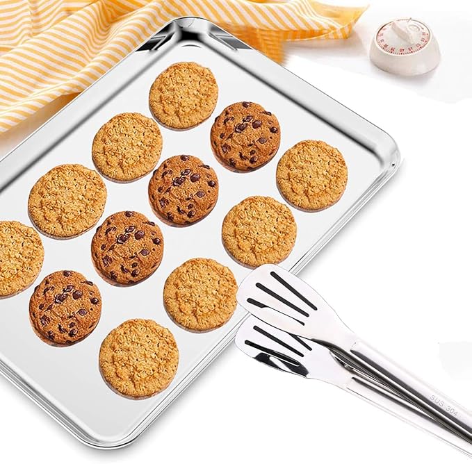Baking Sheet with Cooling Rack and Silicone Baking Mat, 20 Inch Stainless Steel Bakeware, Healthy & Nontoxic & Rustproof & Easy Clean & Dishwasher Safe