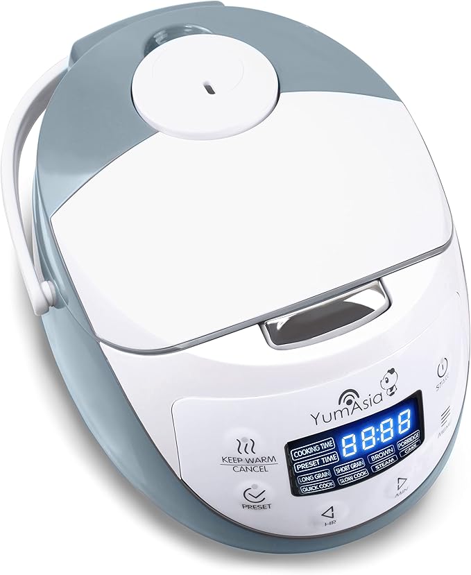 Yum Asia Panda Mini Rice Cooker With Ninja Ceramic Bowl and Advanced Fuzzy Logic (3.5 cup, 0.63 litre) 4 Rice Cooking Functions, 4 Multicooker functions, Digital LED display - 120V
