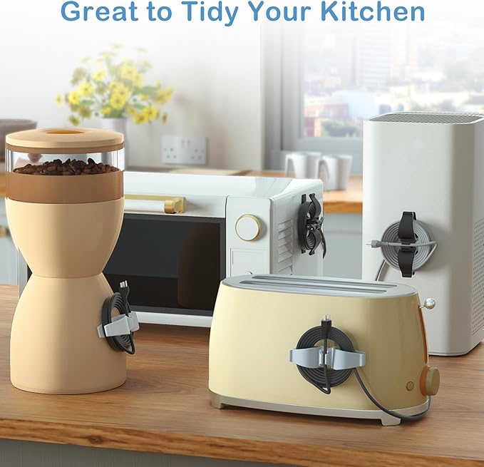 Upgraded kitchen appliance cord organizers Stick On Appliance Wire Organizer, Cord Organizer for Appliances Wire Wrapper for Kitchen Appliances Mixers, Coffee Maker, Pressure Cooker