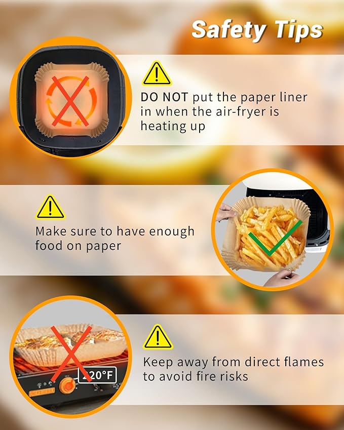 500Pcs Air Fryer Paper Liners, 8” Square Disposable Parchment Paper Liner for 5-8 QT Air Fryer, Non-Stick, Oil Proof Unbleached Airfryer for Baking, Roasting Microwave