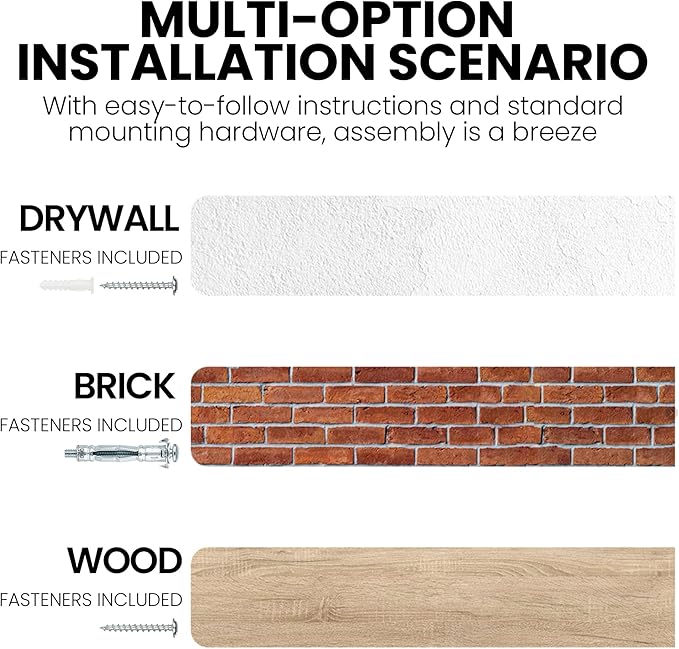 Floating Shelves for Wall, 32" Flat Edge Solid Elm Wood Floating Shelf, Wall-Mounted Display Shelves with Invisible Heavy-Duty Metal Bracket, Floating Shelf for Kitchen (Wanlut, Set of 2)