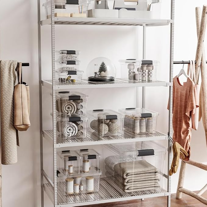 Superio Clear Storage Boxes with Lids, 14.25 Quart Plastic Container Bins for Organizing, Stackable Crates, BPA Free, Non Toxic, Odor Free, Organizers for Home, Office, School, and Dorm