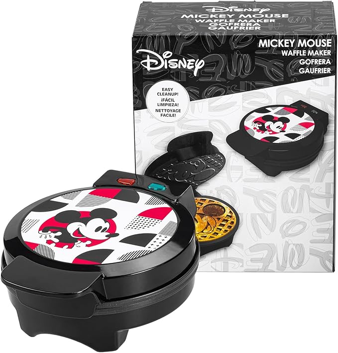 Uncanny Brands Disney Mickey Mouse Waffle Maker – Non-Stick Round Waffle Iron – Easy to Use and Clean