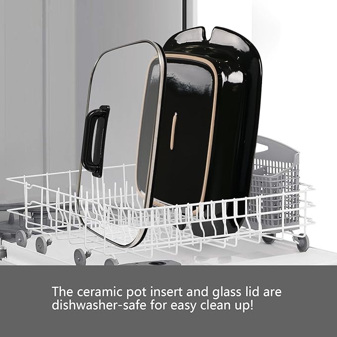 4-Quart Slow Cooker with Casserole Manual Warm Setting - Perfect Kitchen Small Appliance for Family Dinners, Dishwasher Safe Crock, Black