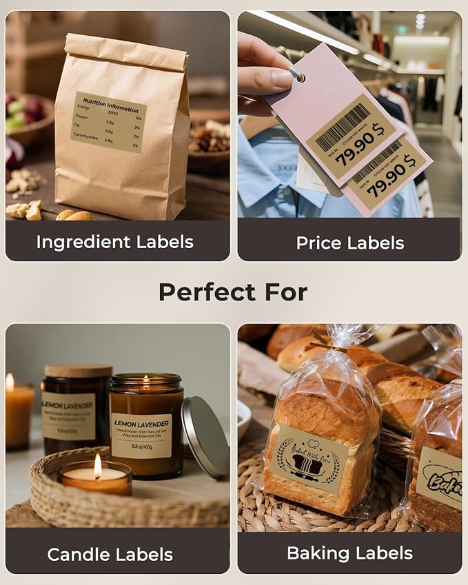 MUNBYN 3x2 Inch Brown Thermal Labels, Thermal Sticker Labels for Price, Barcode, Mailing, Name, 500 Sheets/1 Roll