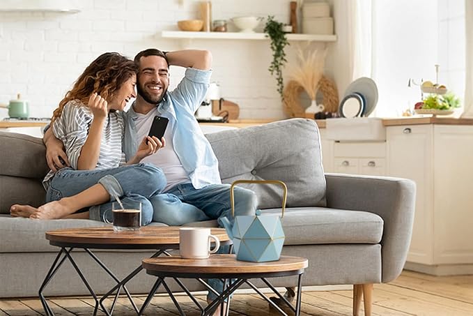 Toptier Cast Iron Teapot, Stovetop Safe Japanese Cast Iron Tea Kettle, Diamond Design Tea Pot with Removable Infuser for Loose Tea, 30 Ounce (900 ml), Blue