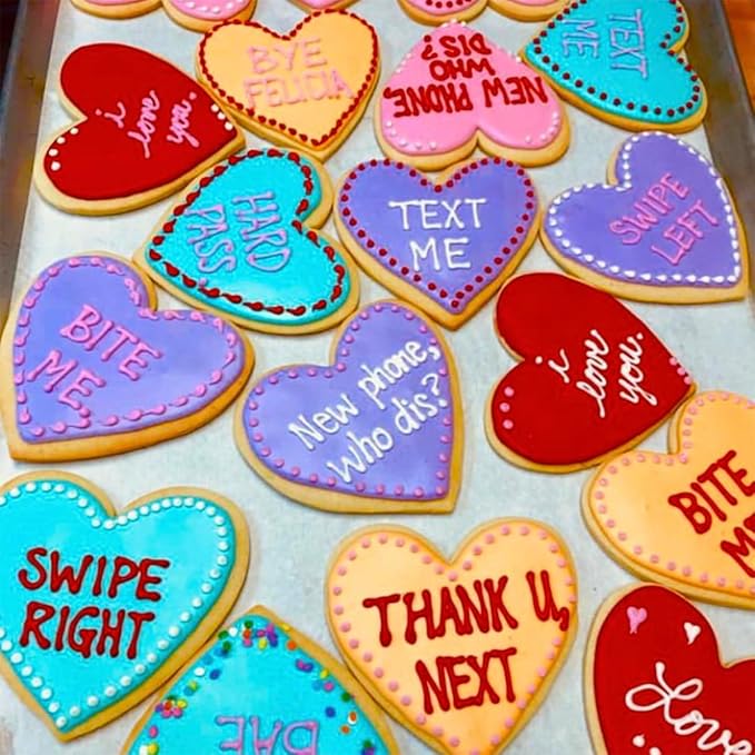 Heart Cookie Cutters Set 6Pcs, Stainless Steel Sturdy Metal Fondant Cookie Cutters Biscuit Mold Kitchen Accessories Tool, Valentine's Day Holiday Birthday Family Party