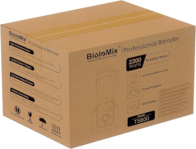 BioloMix Professional Blender,Smoothie Blender,Blender for Kitchen with 2200 Watt Motor,68 Oz Large Capacity, High Speed Blender for Shakes, Smoothies, Ice Crushing, Frozen Fruits (with Extra Parts)