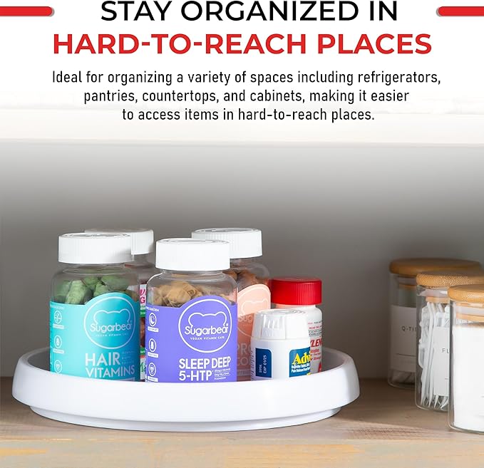 Oizeir 10 Inch Lazy Susan Set of 4 - Non-Skid Turntable for Cabinet to Maximize Storage and Simplify Accessibility in Kitchen, Bathroom, and Pantry Spaces (White)