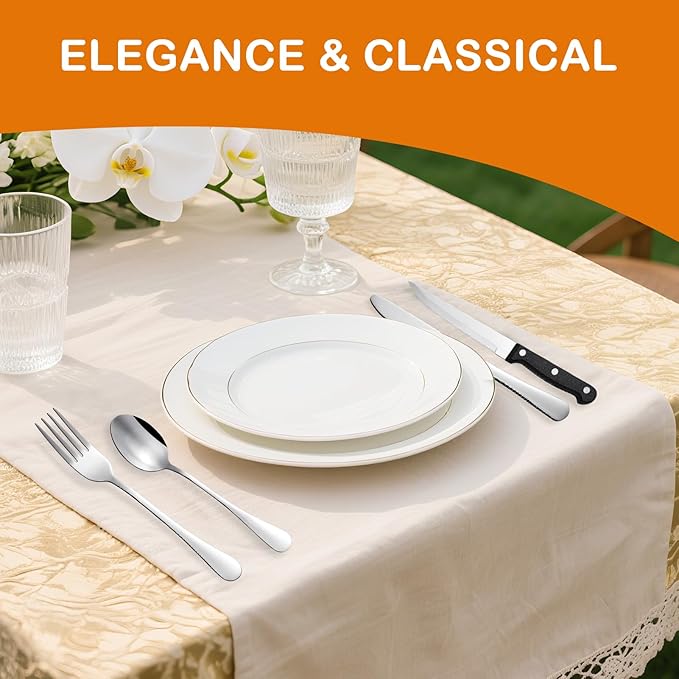 49 Piece Silverware Set with Organizer - Stainless Steel Cutlery Set for 8, kitchen Utensil Flatware with Steak Knives, Spoons and Forks, Dishwasher Safe, Rust-proof & Mirror Polished