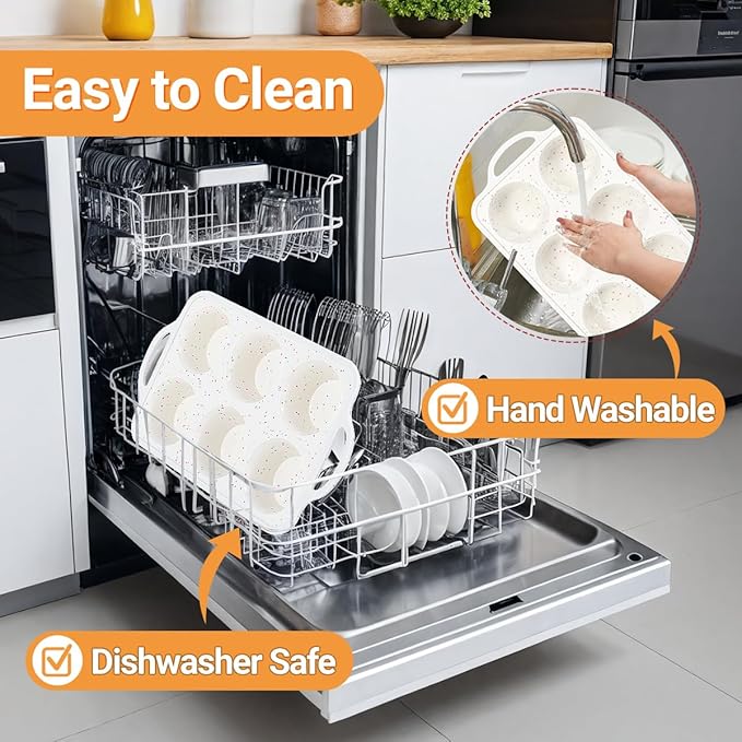 FUNBAKY Jumbo Silicone Muffin Pan with Metal Frame, 3.5 Inch Large Muffin Pans 6 Cups 2 Pack Confetti