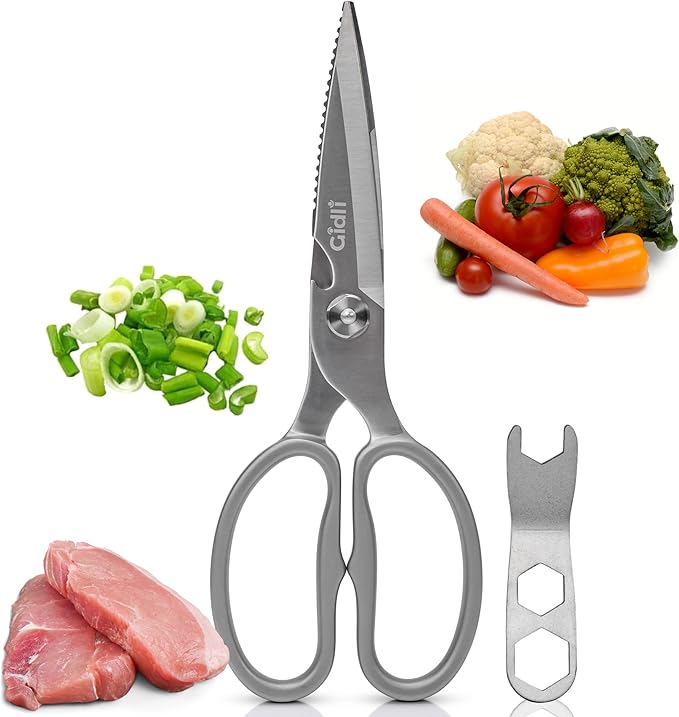 Premium Kitchen Scissors by Gidli – Lifetime Replacement Warranty* - Heavy Duty Kitchen Shears for Food – All-Purpose Stainless Steel Scissors – Dishwasher Safe, Comes Apart for Easy Cleaning