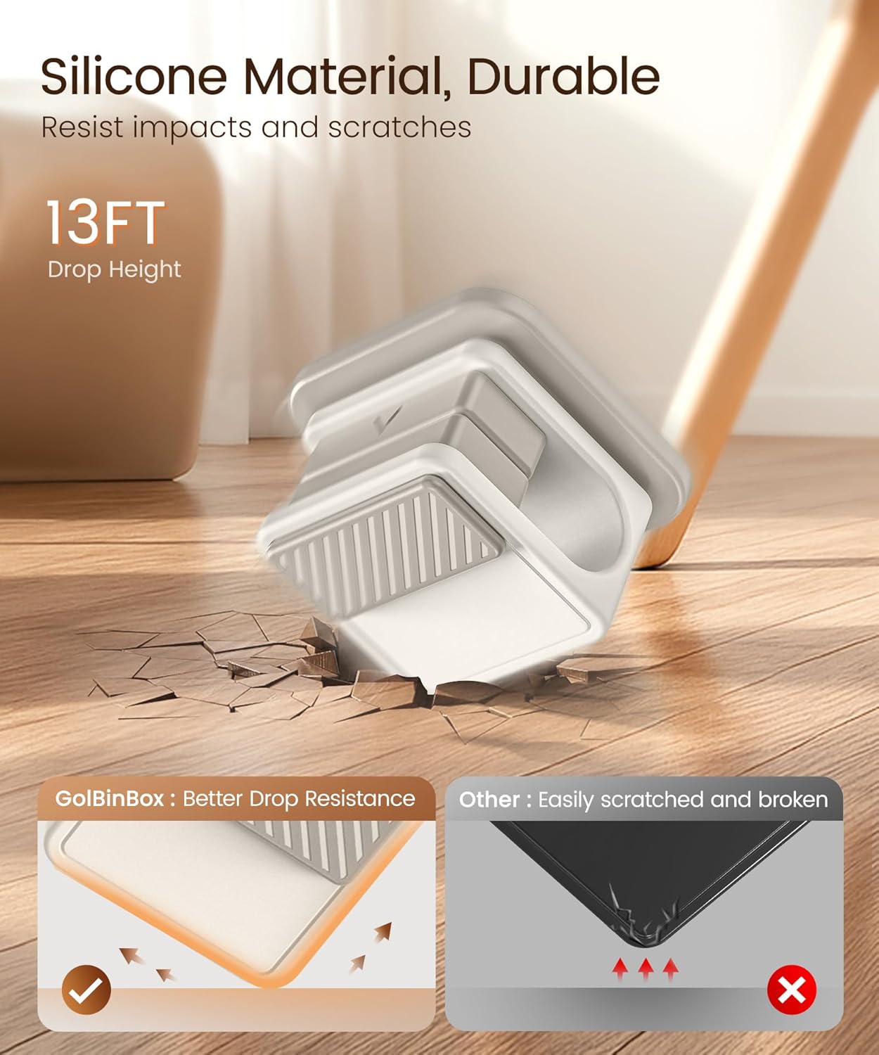 6 Pack Magnetic Cable Clips, Glow in The Dark Cable Holders, GolbinBox Cord Organizer with Shockproof Silicone, Fits up to 8mm Adhesive Cord Clips for Desk, Wall, Nightstand, Car, Home, Office, Stone