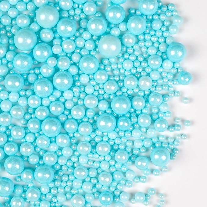 Blue Pearl Sprinkles for Cake Decorating, Edible Baking Candy, 150g/5.29oz Mix Size, Cake Topper Decorations, Cupcake, Ice cream for Kid's Birthday Christmas Party Valentine's Day
