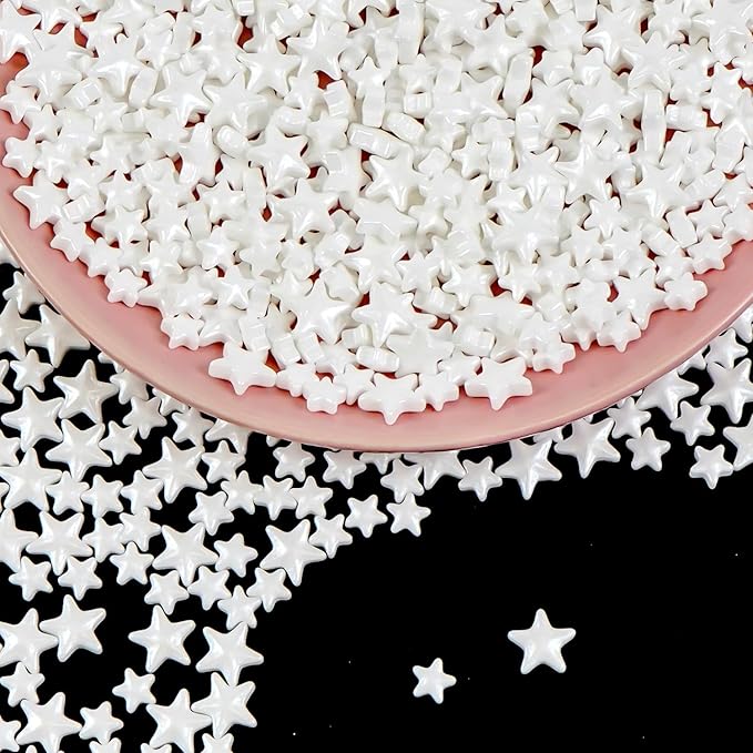 White Star Sprinkles for Cake Decorating, Edible Star Candy, 150g/5.29oz Mix Size, Baking Cake Decoration, Cupcake, Cookie, Holiday, Valentine's Day, Wedding Party, Christmas Supplies