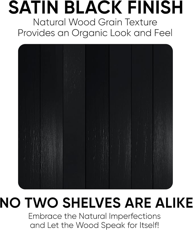 Homeforia Floating Black Shelf 42 inch, High End Solid Real Wood 42 inches Long Floating Shelves for Wall, Black Wooden 42inch Large Floating Shelves, Heavy Duty Bracket, 42 X 6.5 X 1.75 in, Set of 2