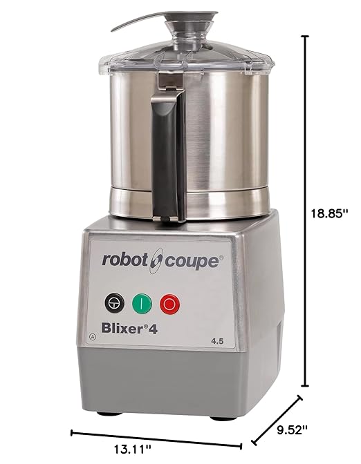 Robot Coupe BLIXER 4 Blixer Vertical Commercial High Speed Blender/Mixer, 4.5-Quart Stainless Steel Batch Bowl, 1 Speed, Stainless Steel, 120 Vol, 1-1/2 hp