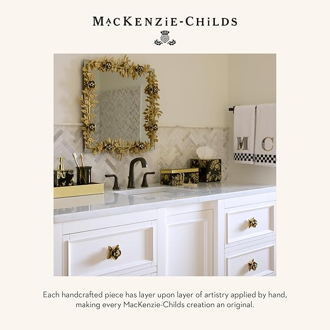 MACKENZIE-CHILDS Twilight Toile Vanity Tray with Handles, Rectangular Tray for Dresser and Home Decor