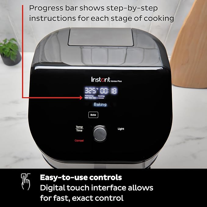 Instant Pot Vortex Plus 6QT Air Fryer with Odor Erase Technology,6-in-1 Functions that Crisps,Roasts, Broils,Dehydrates, Bakes & Reheats, 100+In-App Recipes, from the Makers of Instant Pot,1700W,Black