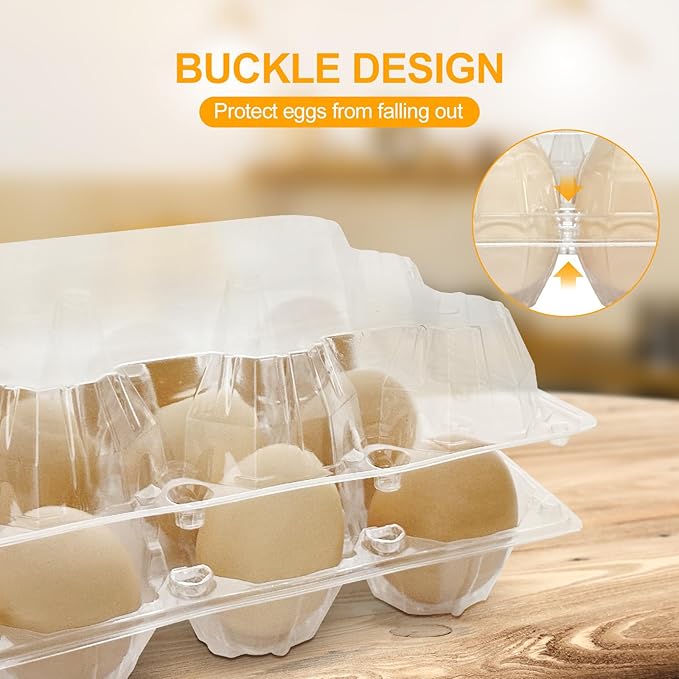 40 Pack Jumbo Egg Cartons 12 Count - Duck Plastic Egg Cartons Cheap Bulk Large 1 Dozen -,Clear Empty Chicken Egg Carton for Fresh Duck Eggs