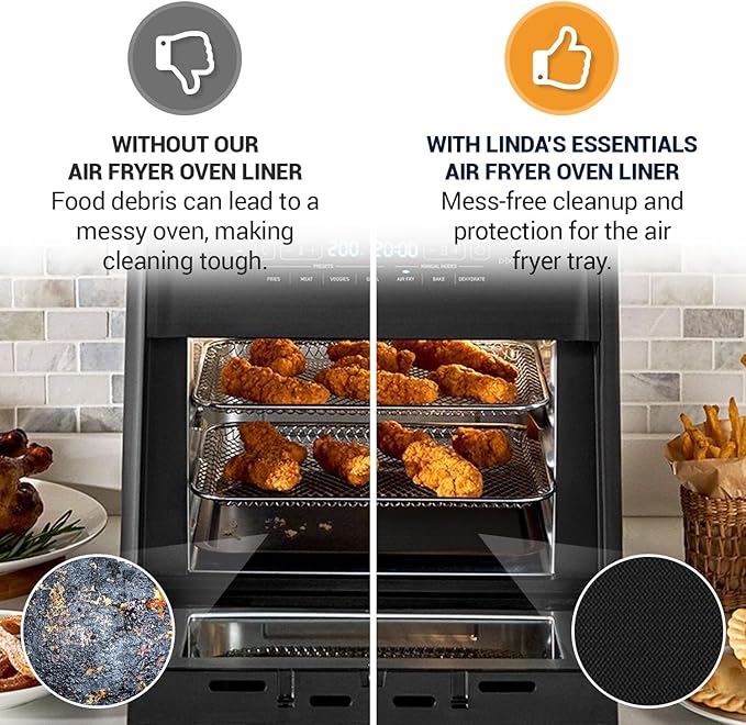 Toaster Oven Liners for Bottom of Oven (4 Pack) Reusable Non-Stick Heat Resistant Toaster Liners, Compatible with Ninja, Cuisinart, Emeril Lagasse & More, Toaster Mat, 12"x12" (Black)