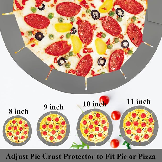 Silicone Pie Crust Shields, Adjustable Baking Pie Crust Shield Protector Cover for Edges, Baking Protectors Cover Ring Fits 8-11.4 Inch (Grey-1pcs)