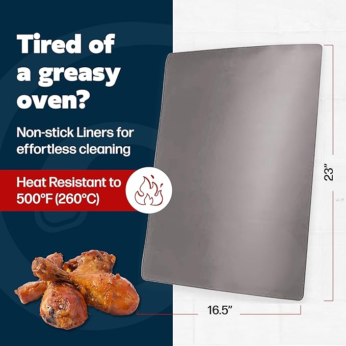 Cooks Innovations Non-Stick Oven Protector Mat - 2 Heavy Duty Nonstick Oven Rack Liners to Protect Convection, Electric, Gas, & Microwave Ovens - BPA & PFOA Free Heat Resistant Baking Mat