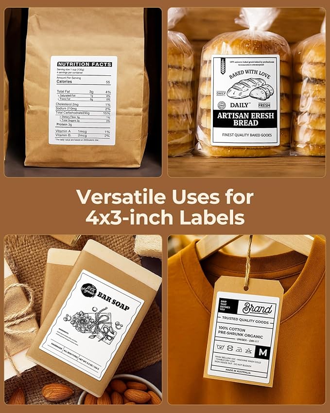 MUNBYN 4” X 3” Direct Thermal Labels, White Thermal Printer Stickers, Strong Adhesive, Labels Paper for Mailing, Barcode, 500 Sheets/1 Roll