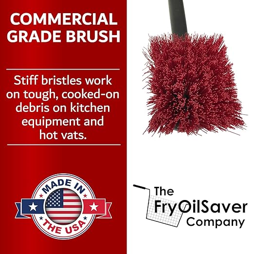 20" Deep Fryer Cleaning Brush by FryOilSaver Co., Up to 425F High Heat Resistant Pot Cleaning Brush for Kitchen Deep Fryers, Griddle, Grills, Ovens & Waffle Maker for Food Service & Restaurant - 90049