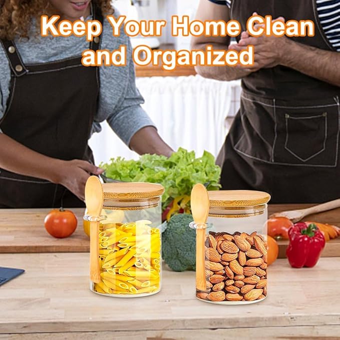 2-Pack 18.5oz Airtight Glass Meal Prep Containers with Lids – Overnight Oats Jars for Coffee, Nuts, Candy, Chia Seed Sugar & Pudding | Leakproof Borosilicate Glass Food Storage Jars