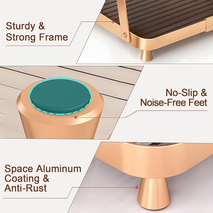 YUPER Bathroom Counter Organizer, 2-Tier Bathroom Organizers and Storage, Large Makeup Storage Shelf Vanity Tray Perfume Organizer, Bedroom Kitchen Corner Counter Storage Sink Shelf Gold