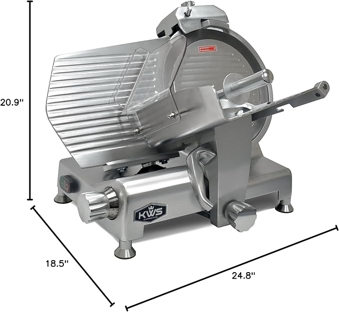 KWS Metal Collection 420W 12 Inch Commercial Meat Slicer MS-12DS Anodized Aluminum Base with Stainless Steel Blade + Blade Removal Tool, Frozen Meat/Cheese/Food Slicer Commercial and Home Use