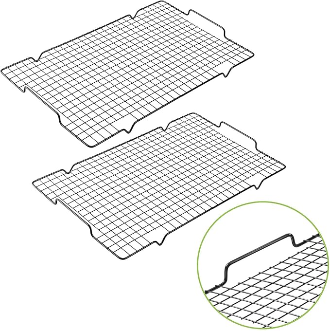 HULISEN Cooling Rack 2 Pack - 16" x 10", Nonstick Baking Rack with Handle fits Half Sheet Pan, Cookie Cooling Racks for Baking and Cooking, Wire Smoker Racks for Grilling, Oven Safe