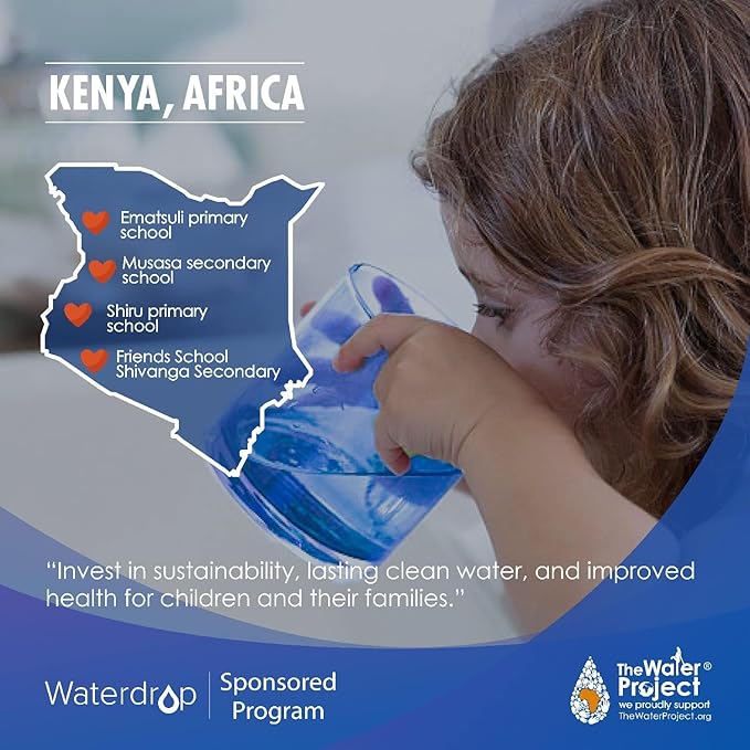 Waterdrop 35-Cup Slim Water Filter Dispenser, Large Capacity Water Filter Pitcher, 200-Gallon Long-Life, 5X Lifetime, Reduces Chlorine, PFOA/PFOS and More, BPA Free, Black (with 3 Filters)