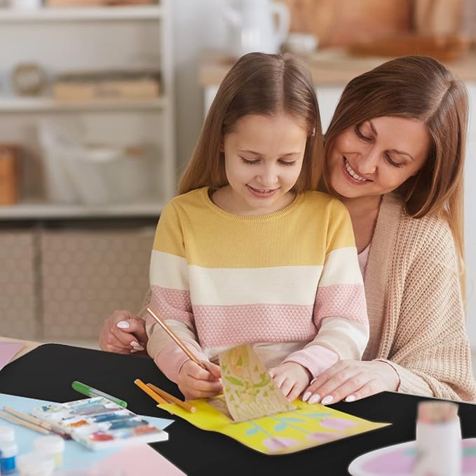 Ewen 31.6"x23.5" Large Silicone Kitchen Counter Mat, 2mm Thick Heat Resistant Silicone Countertop Protector Mat Cover for Baking Air Fryer Toaster Oven Microwave Coffee Maker Cutting Board Drill Black