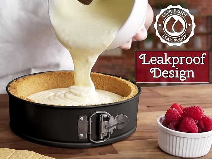 Zulay Kitchen 7-Inch Non-stick Cheesecake Pan -Leakproof Springform Pan with Removable Bottom and Easy Release - Round Cake Pan for Baking Cheesecake, Deep Dish Pizza (Black)