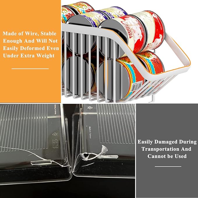 GILLAS 8 Pack Stackable Soda Can Organizer for Refrigerator, Can Holder Dispenser, Canned Food Storage Rack for Fridge, Kitchen, Countertops, Cabinets, White