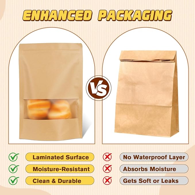 Resealable Smell Proof Bag, 50 Pcs Zip Lock Bags with Window, Reusable Snack Bags, Stand Up Pouches Heat Sealable, Food Storage Baggies for Cookies, Herbs, Tea, Coffee, Spice, Jerky